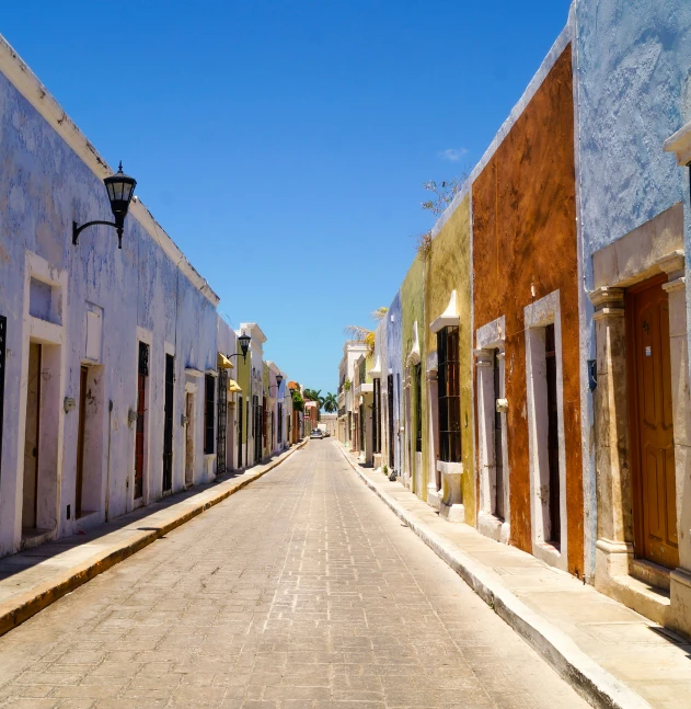 the streets of an old - fashioned town are empty