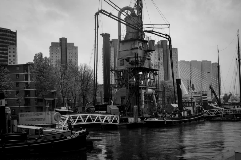 some boats are moored in the harbor