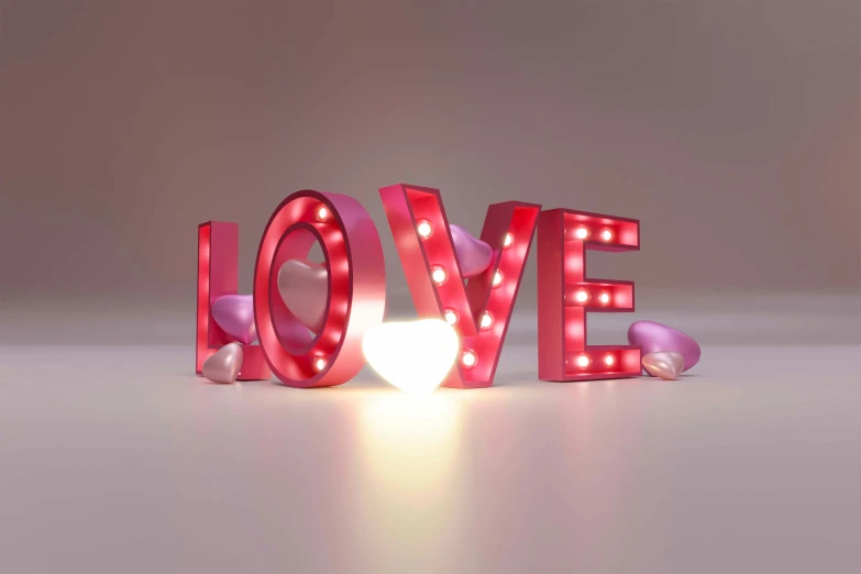 a love sign with the letters lit up