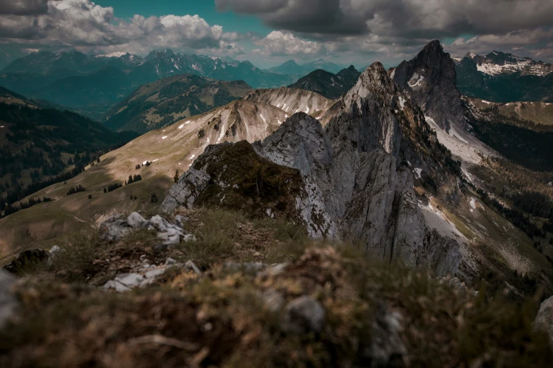 a mountain peak is shown from the top