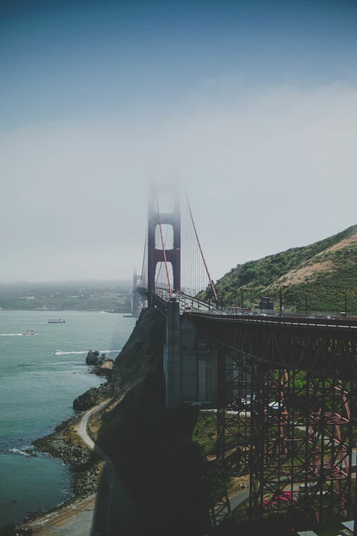 a bridge that is over looking the water