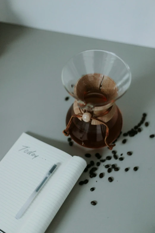 a white desk has some brown things in the jar