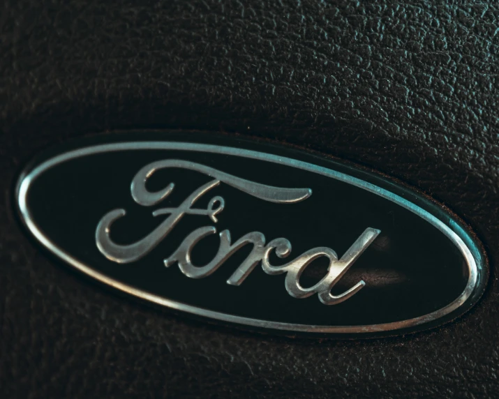 a ford emblem on the inside of a car