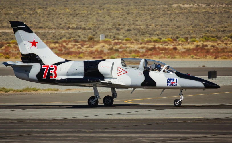 a white and black jet on tarmac in open area