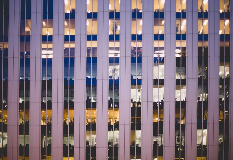 view of the front of a building, with different lighting and lines