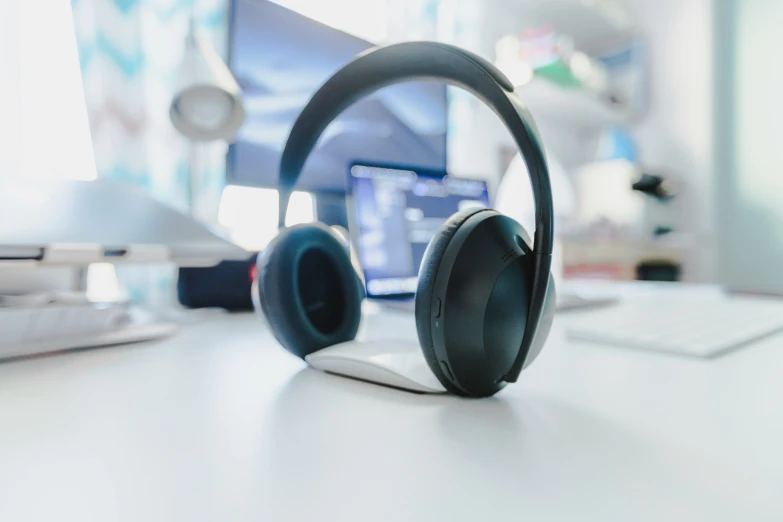 closeup of a pair of headphones on a desk