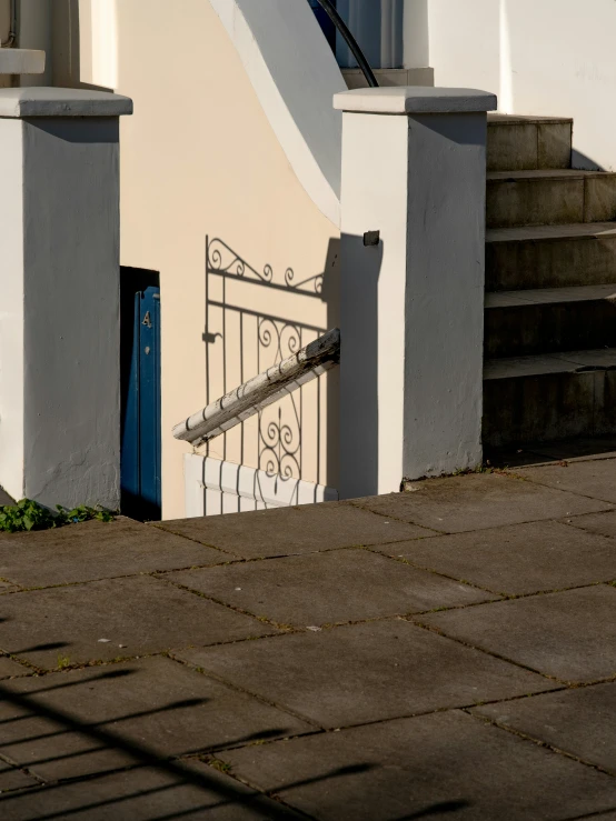 an entrance to a building with a sign and door