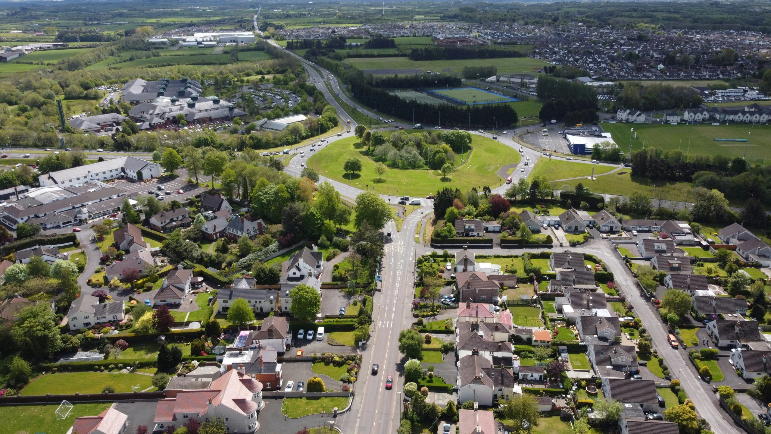 a view of an aerial po of a small town