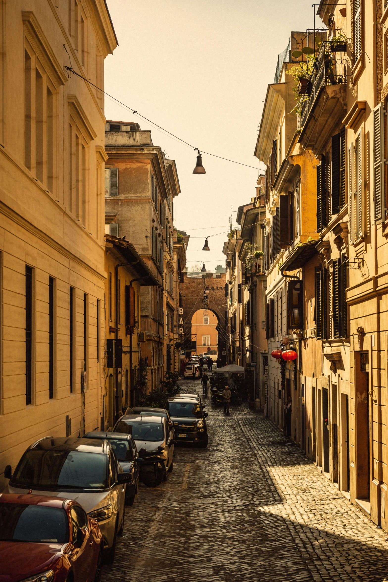 the streets of an old european town are busy