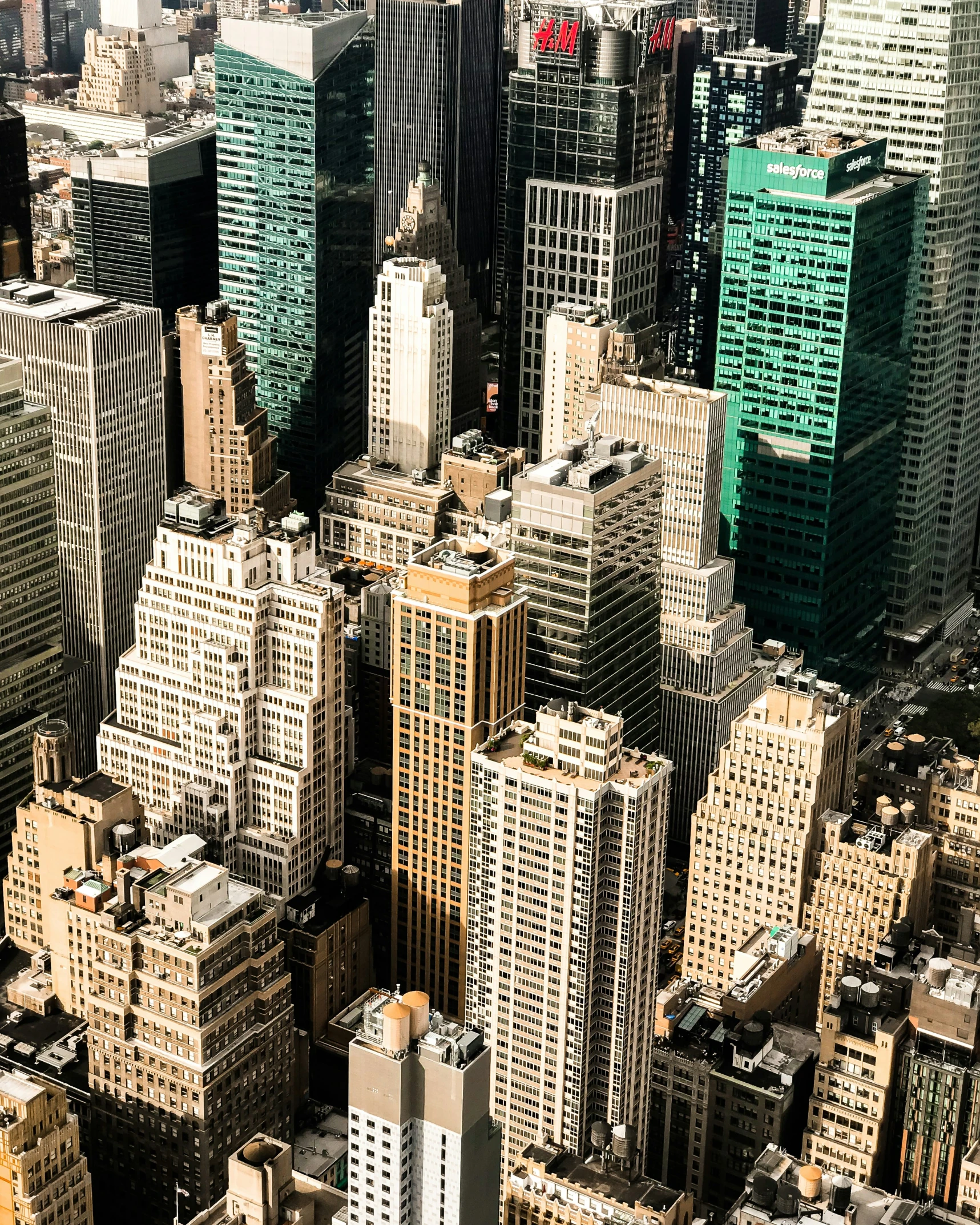 an aerial view of the city from a tall building