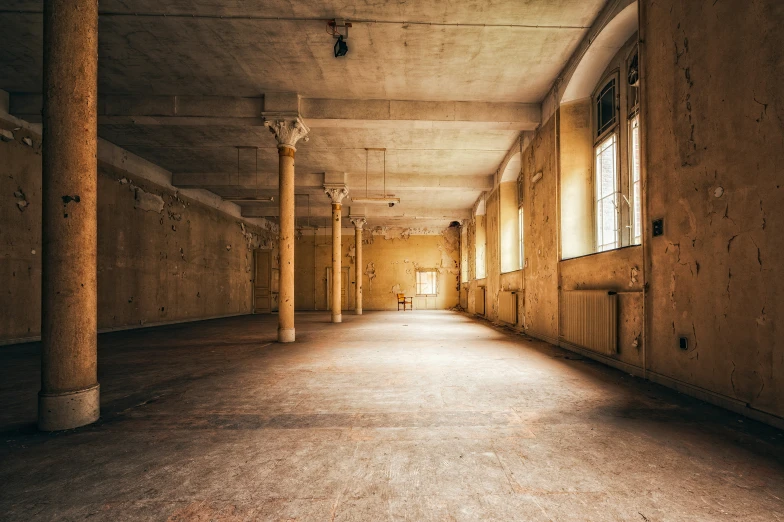 an empty hallway is pictured in this old picture