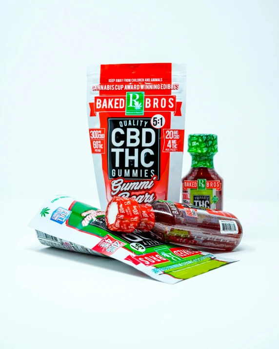 a package of cbd throat bud, packets and pills