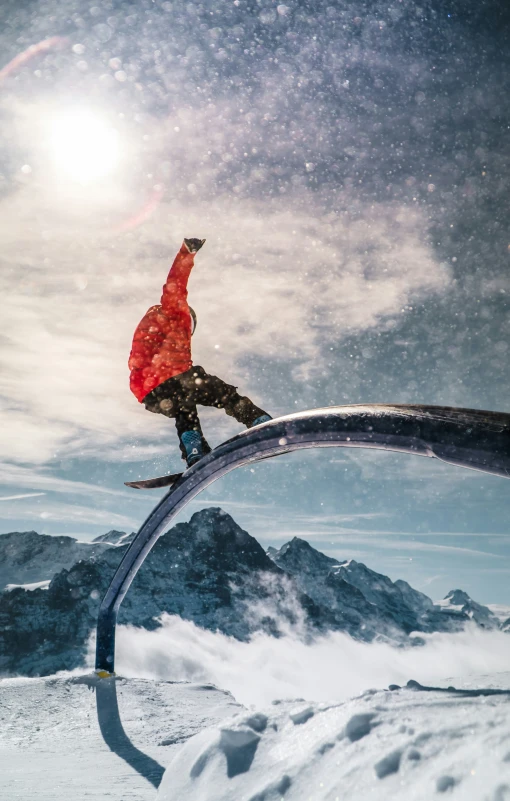 a man is standing on his skis in the snow