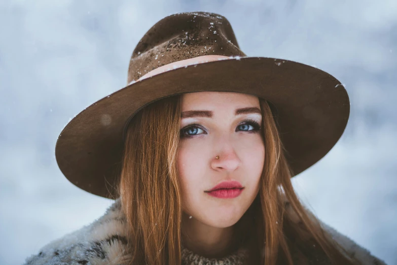 a girl wearing a fur coat and a hat