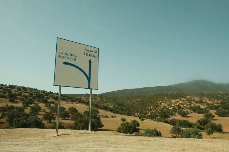 a white sign that is on the side of a road