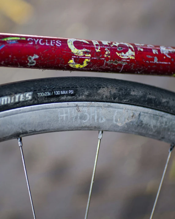 a close - up po of the stem on a bicycle tire