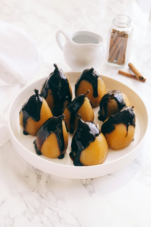 a plate full of pastry on a table