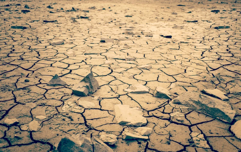 the view looking down into an arid area