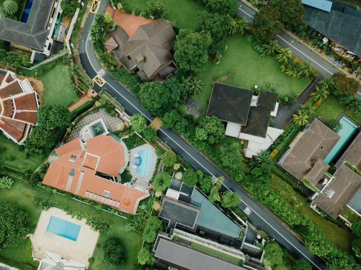 an aerial po of houses with a bird eye view