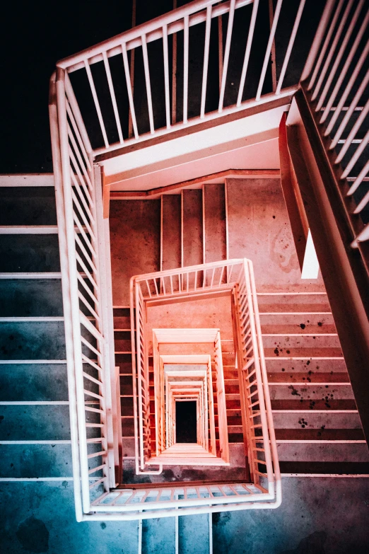 the inside of an air vent with stairs leading to it