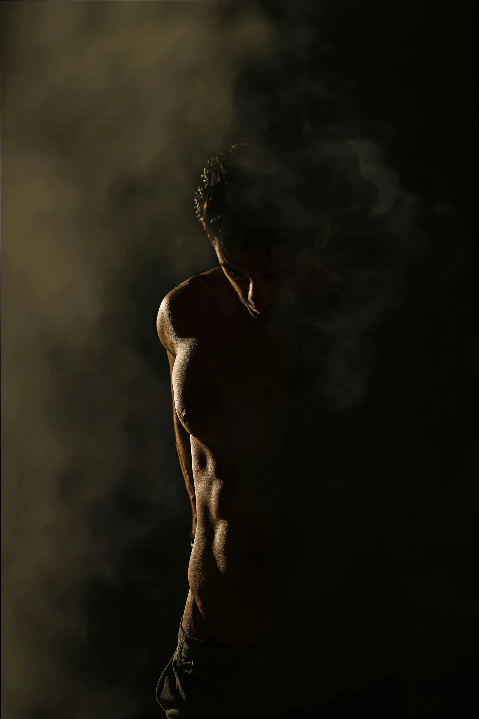  man standing in smoke and smoke background