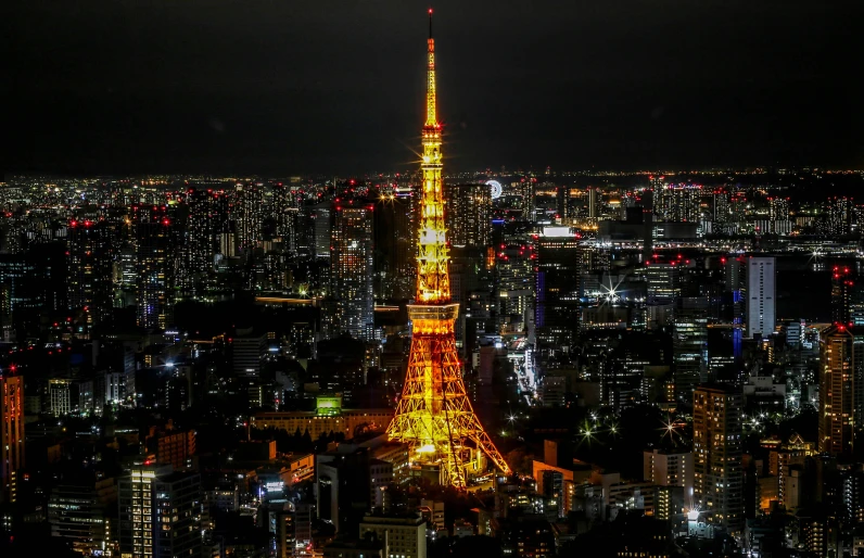 the eiffel tower at night in paris