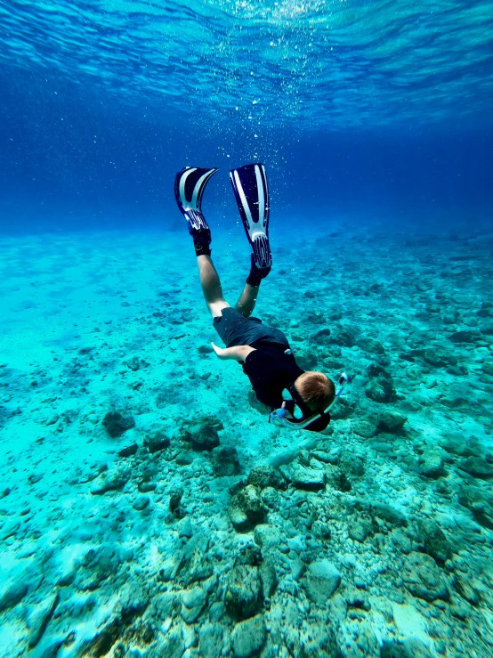 an underwater po shows a man diving