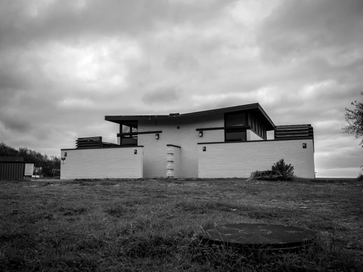 black and white po of a building with balconies