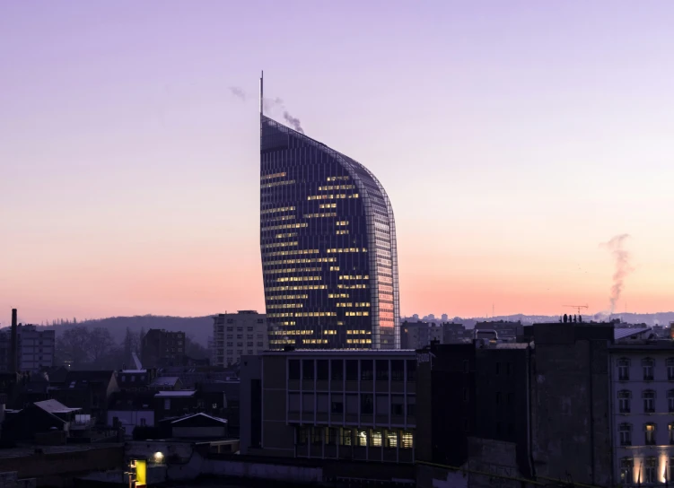 a very tall building is at the top of the building