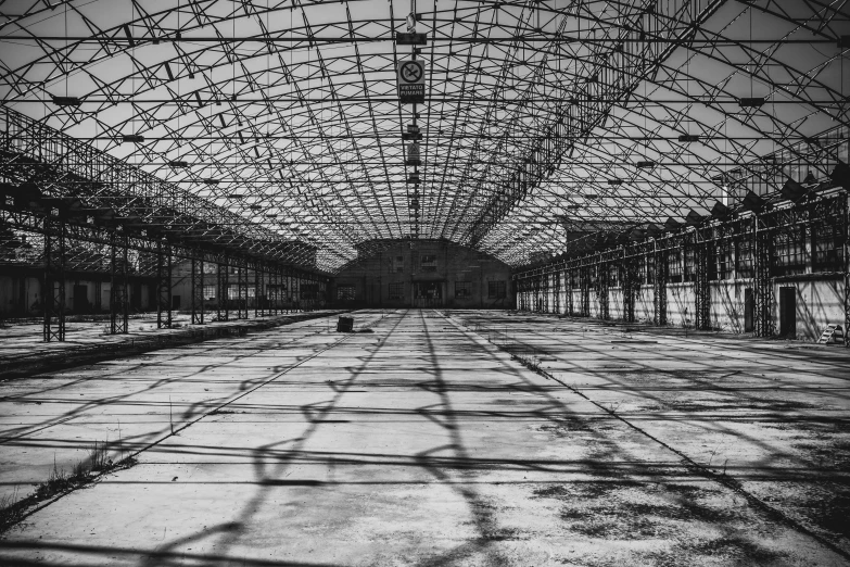 the inside of a building that is covered in wire