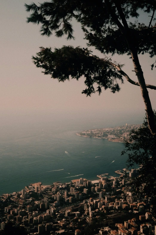 a beautiful view of a city next to the ocean