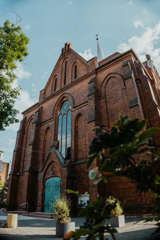 there is a brick building with a clock tower