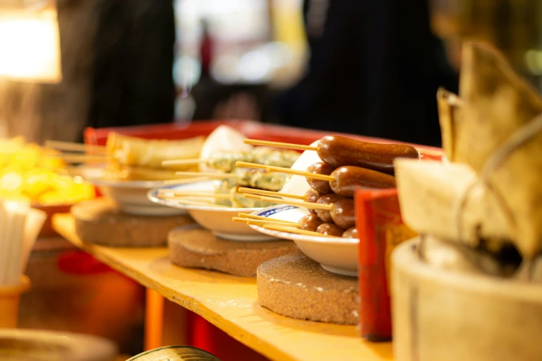 several different dishes of food on a table