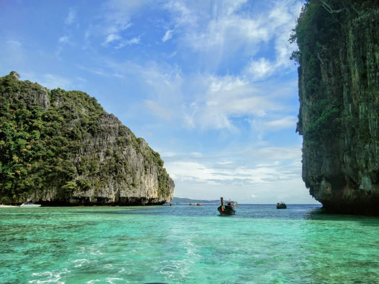 a boat floating on top of a body of water