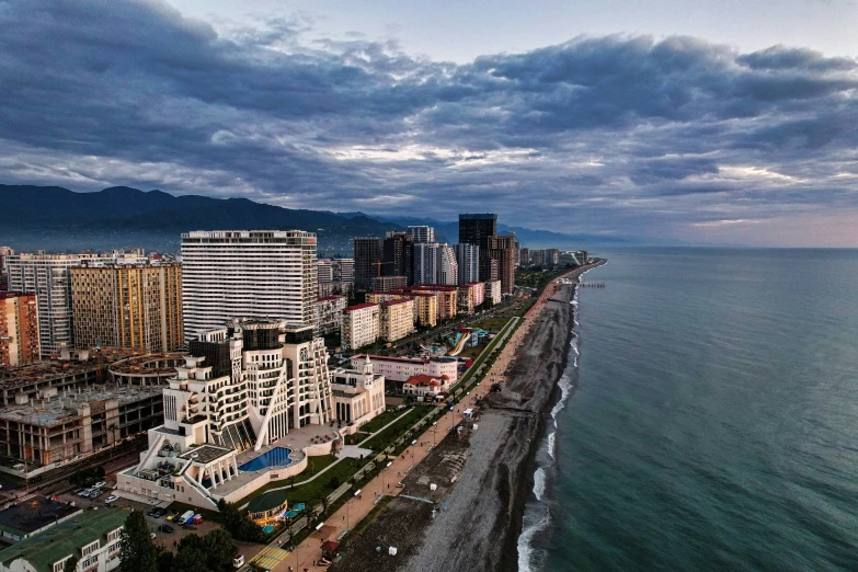 an aerial view of city life along the beach