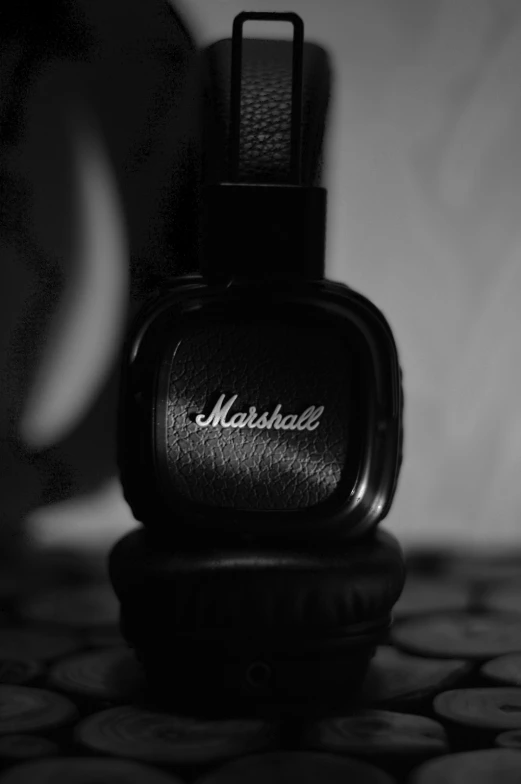 an advertit for marshall's perfume sits on top of a table