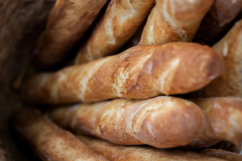 a close up of loaves of bread