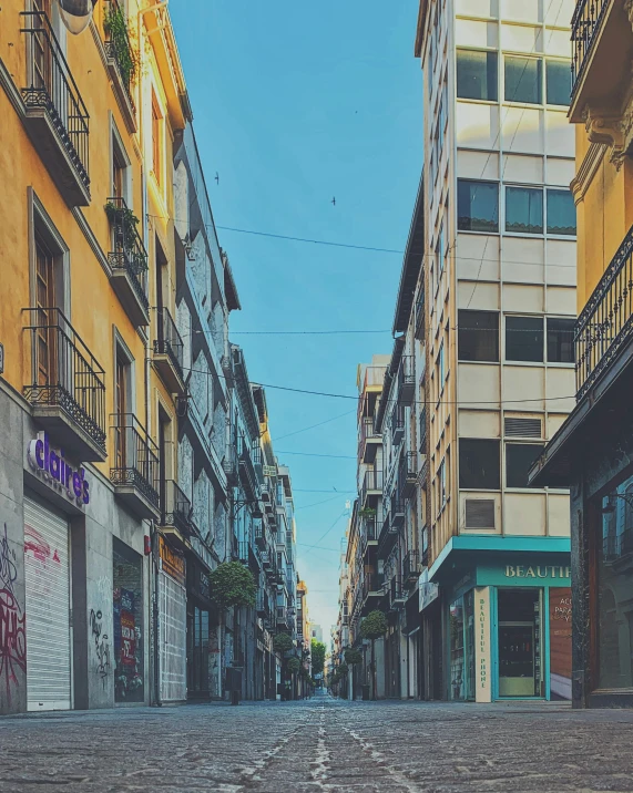 a view of some buildings that are mostly empty