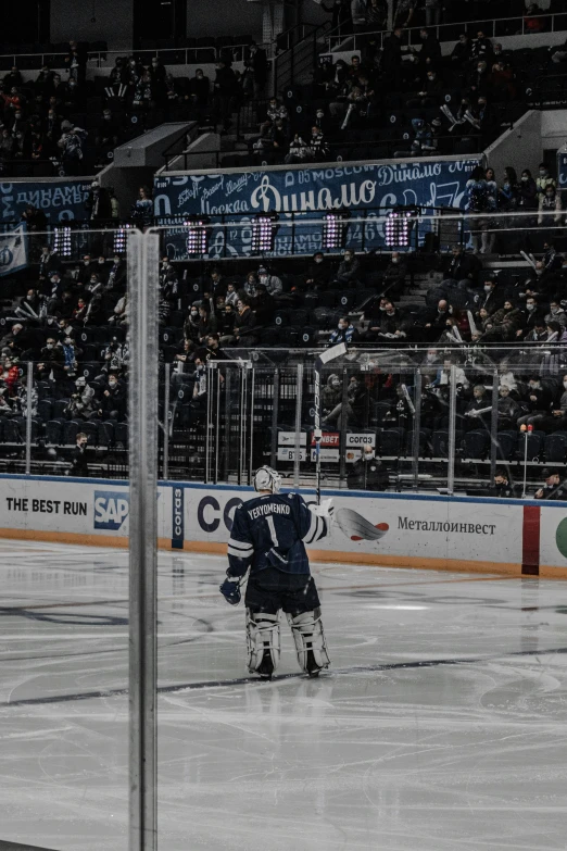 a hockey game between two fans in an ice arena