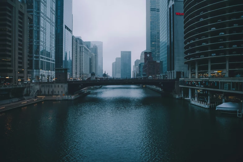 an overcast day over the river in the city