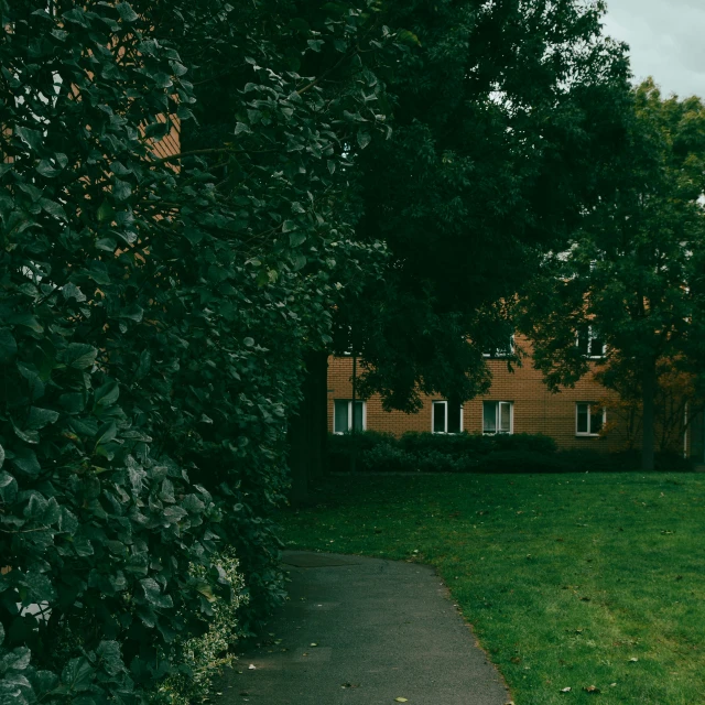 a stop sign sits in front of a large house