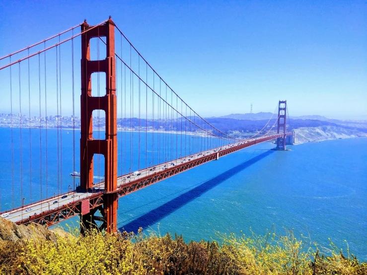 view of the golden gate bridge across the san francisco strait from baker island