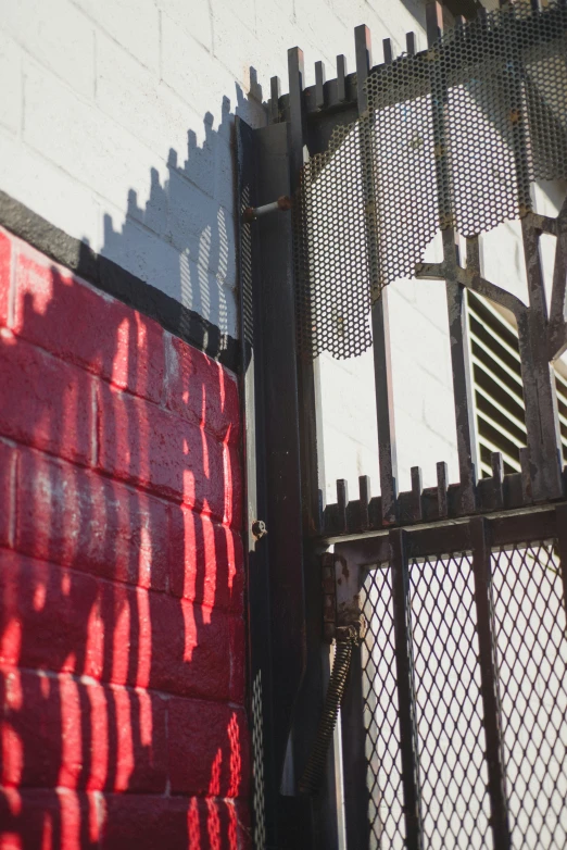 shadows cast on the wall behind a gate