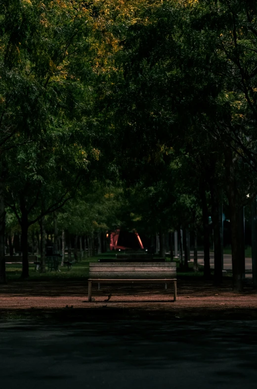 the park bench is empty of people or leaves