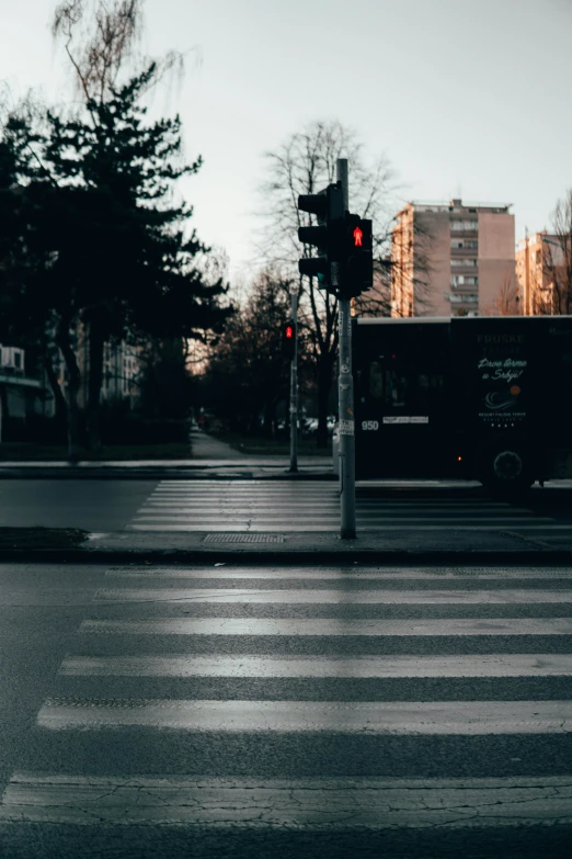 a traffic light at an intersection in a city