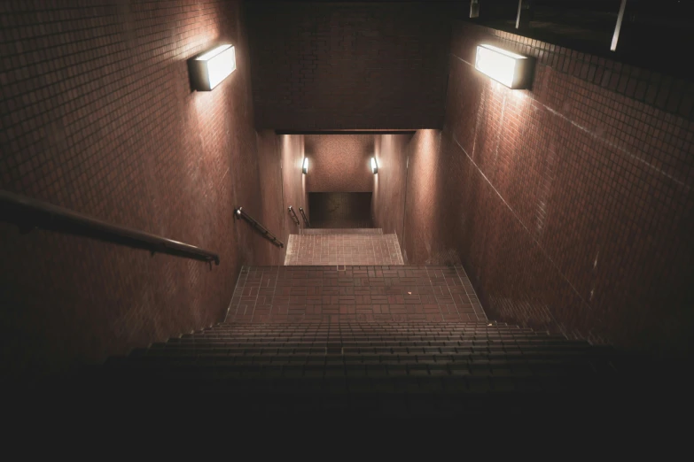 an image of an empty staircase at night
