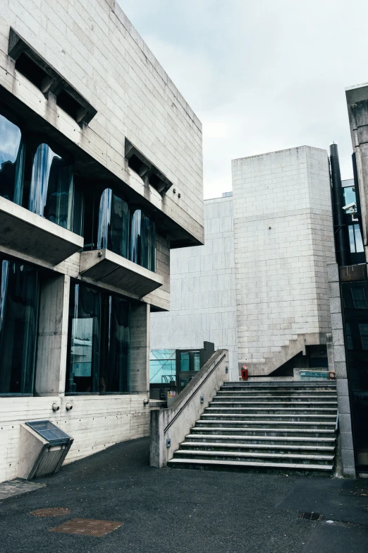 the steps are going up to the building