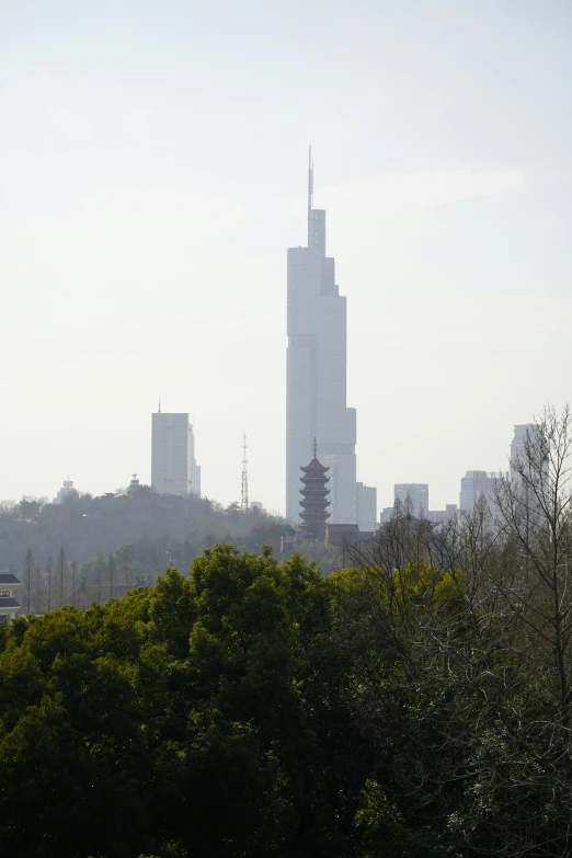 a building in the background is near trees