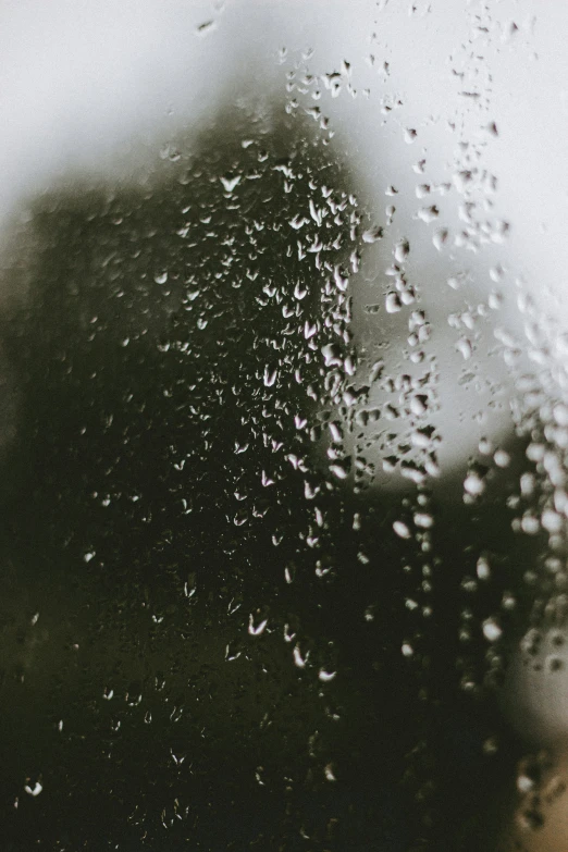 a close up of a rain drop covered window