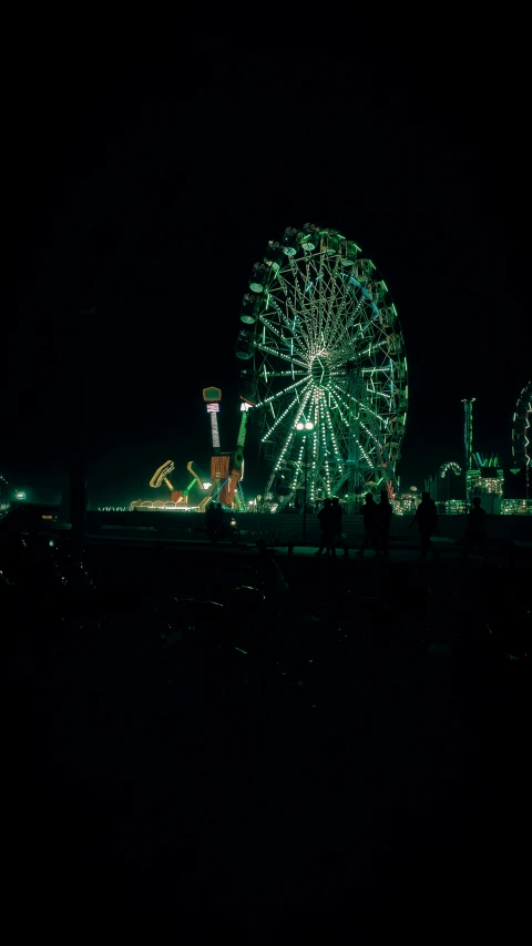 the ferris wheel at night during the nighttime